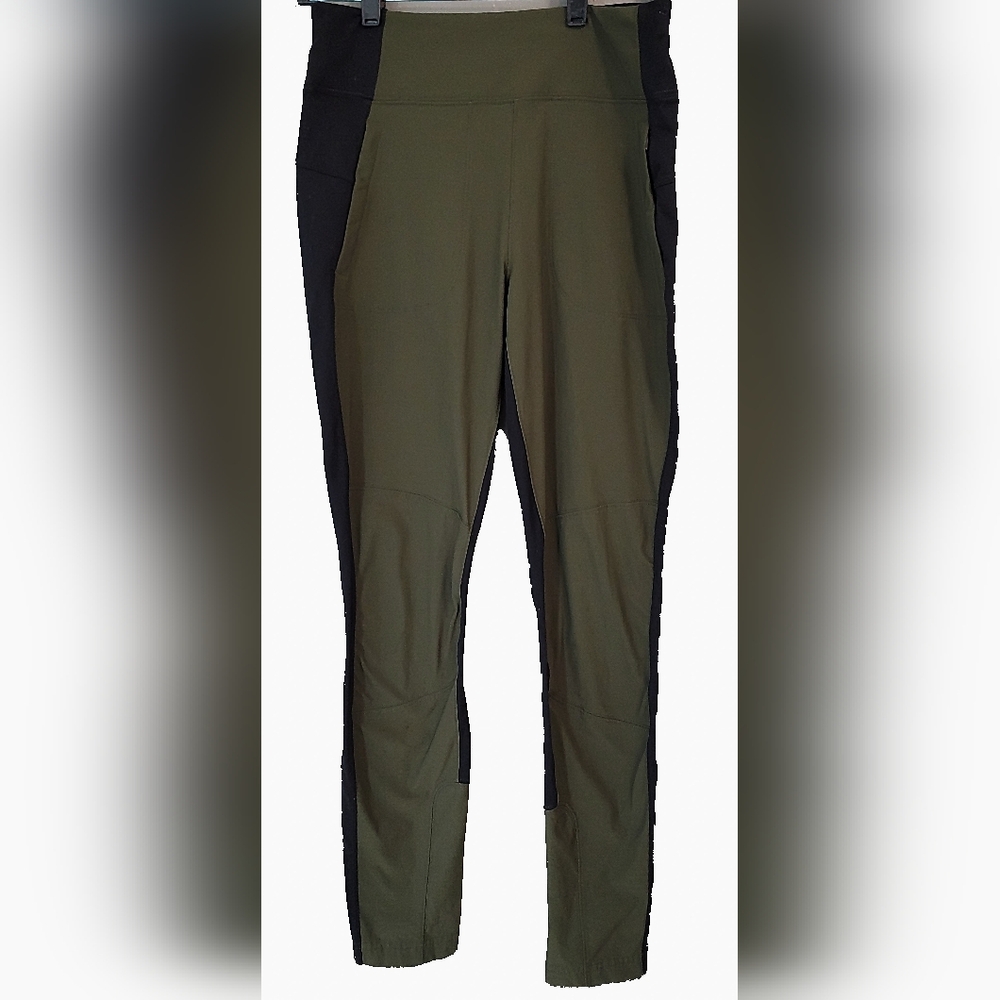 Athleta‎ Highline Hybrid Ankle Tight Womens 8 Olive Green/Black